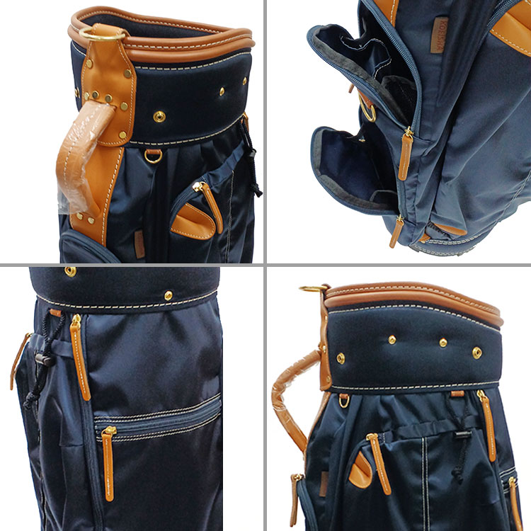 新春SALE！ 考英舎 キャディバッグ 10型 軽量 2.8kg ハンドメイド 高密度ツイルナイロン ネイビー・ライトブラウン 【1083376030】(39600円)