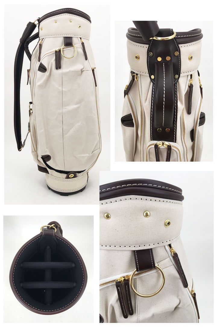 考英舎 キャディバッグ 9型 3.5kg ハンドメイド 板垣 帆布 C/Bag 生成