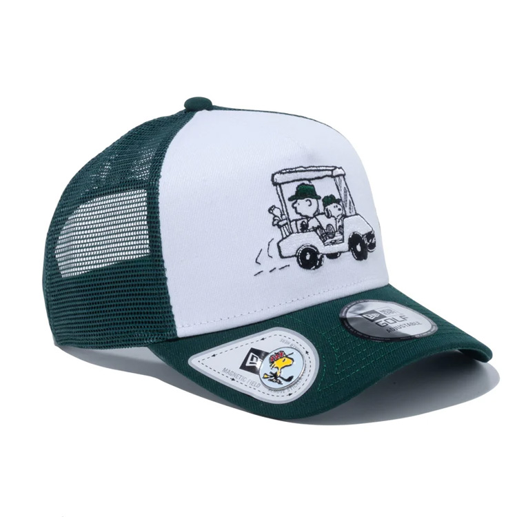 ニューエラ NEW ERA 9FORTY A-Frame PEANUTS ピーナッツ トラッカー On Par ホワイト/ダークグリーン ゴルフ 14124321 ボールマーカー付き｜daiichigolf｜02