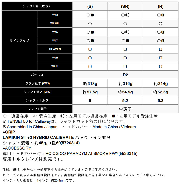 キャロウェイ パラダイム Ai SMOKE MAX フェアウェイウッド TENSEI 50 for Callawayカーボンシャフト｜daiichigolf｜08