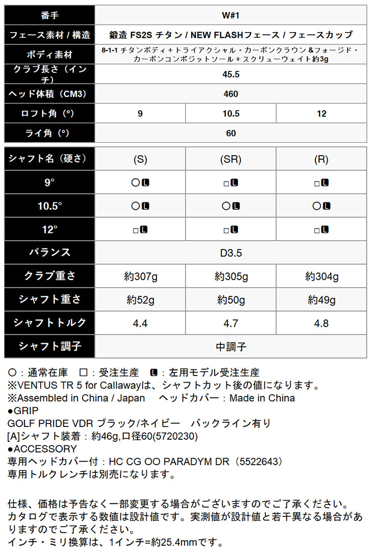 （高反発セット） キャロウェイ パラダイム X ドライバー VENTUS TR 5 for Callawayカーボンシャフト 日本正規品 Callaway PARADYM X｜daiichigolf｜06