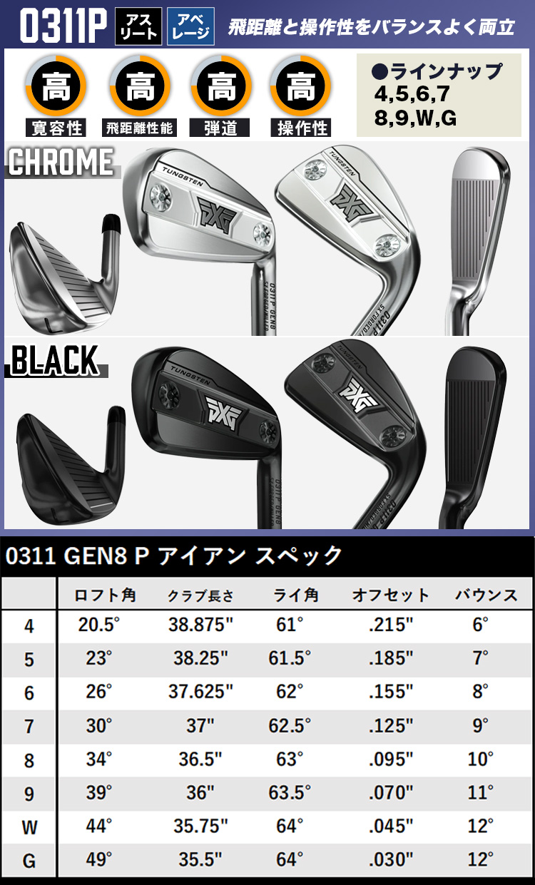 PXG 【予約受付中】PXG GEN8シリーズ アイアン 0311P/0311XP/0311T KBS