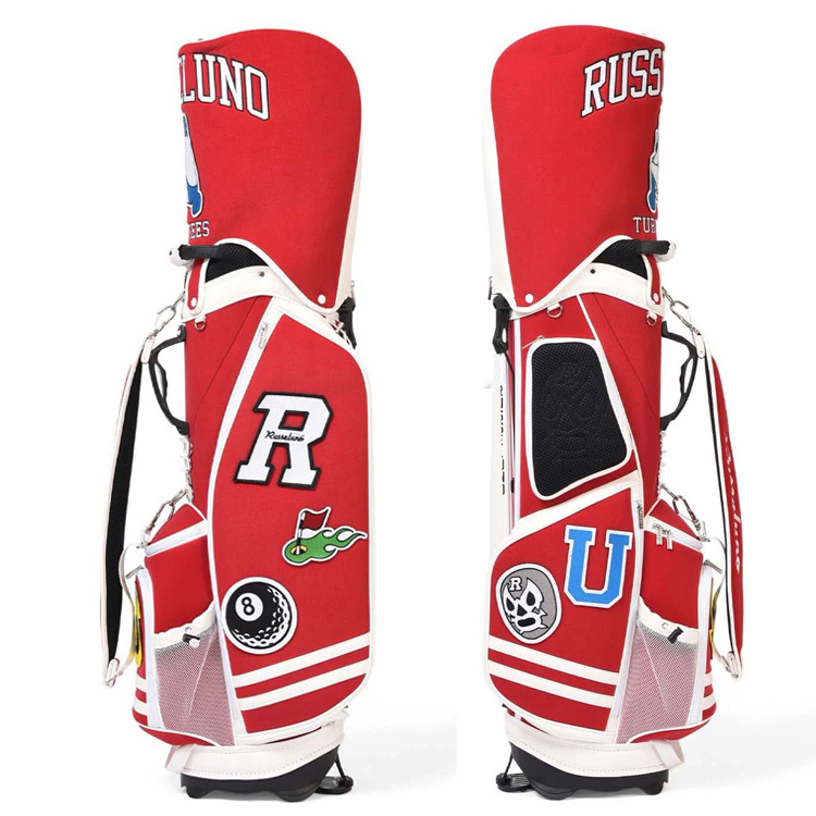 ラッセルノゴルフ　Russeluno ベルクロ ゴルフバッグ RS-0003021 9型 47インチ対応 VELCRO GOLF BAG スタンド  キャディバッグ　ワッペン付き