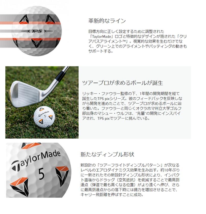 (ポイント10％)テーラーメイド TP5 PIX・TP5X PIX ゴルフボール 1ダース 12球 TaylorMade あすつく 日本正規品  :tm21-tp5pix:第一ゴルフ - 通販 - Yahoo!ショッピング