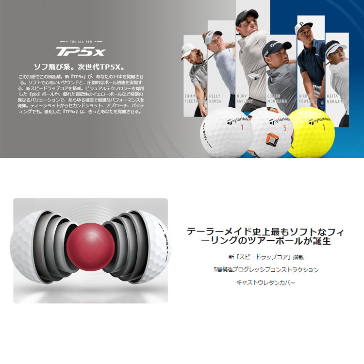 【2ダースセット】2024年 テーラーメイド ゴルフボール TP5x ツアーボール 1ダース(12球) TaylorMade 日本正規品｜daiichigolf｜03