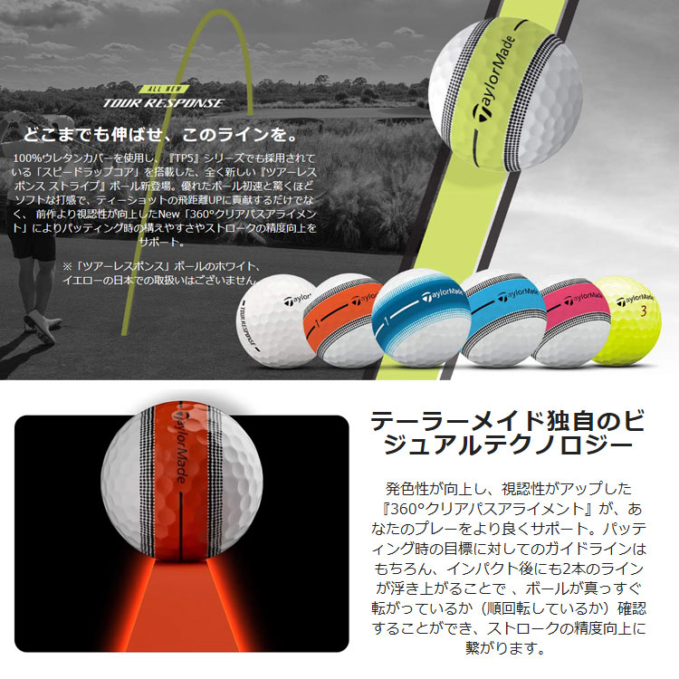 TaylorMade Tour Response Stripe 2ダース TaylorMade 【2ダースセット】テーラーメイド ゴルフボール