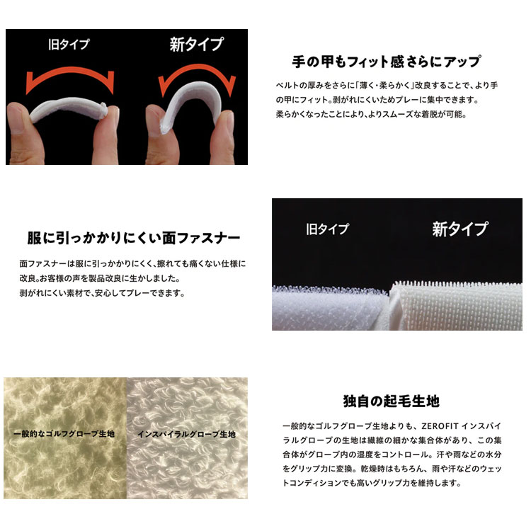 【3,980円以上で送料無料】イオンスポーツ ゼロフィット インスパイラル グローブ ZEROFIT INSPIRAL GLOVES 雨 汗 水 に強い 左手用 ゴルフ ネコポス対応 | EON SPORTS | 07