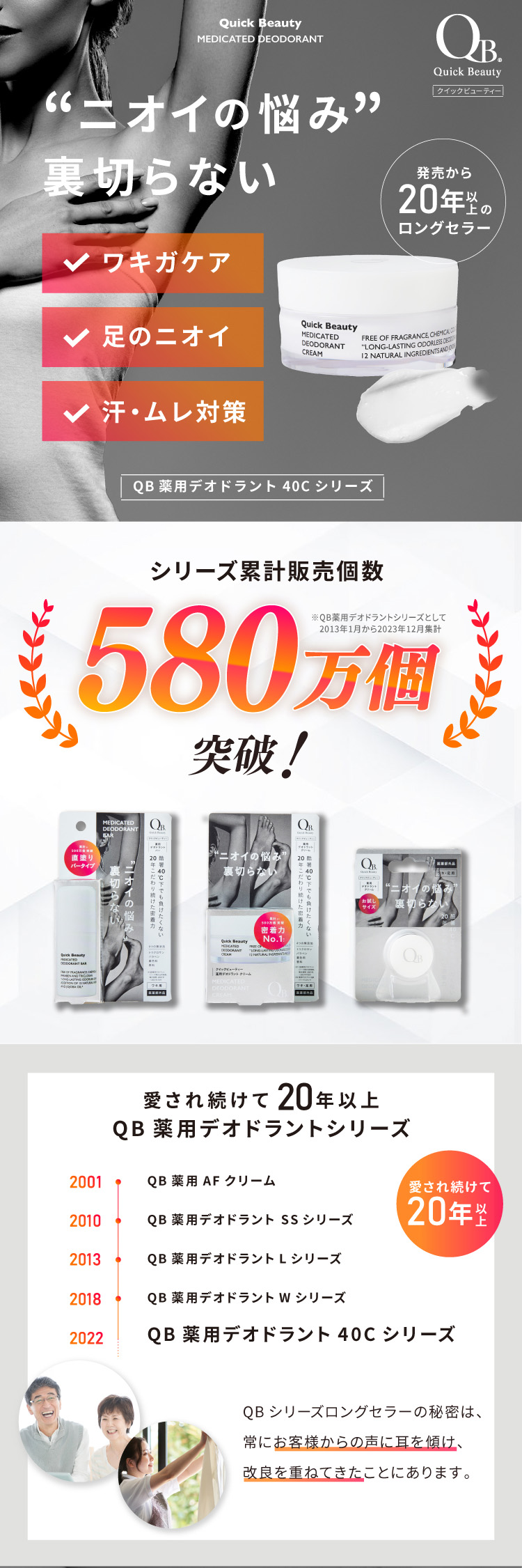 QB 【公式】QB薬用デオドラントクリーム 40C 30g 2個セット