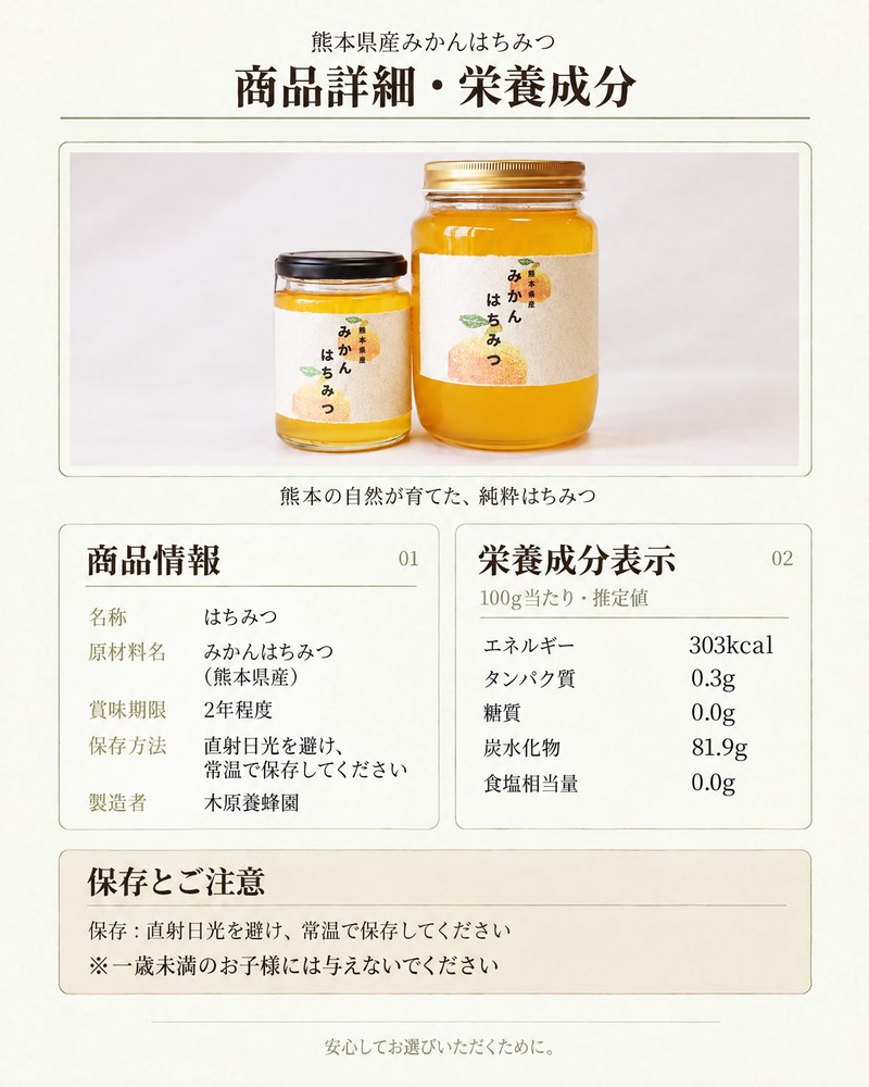 国産 熊本県産 みかんはちみつ 400g 非加熱 純粋はちみつ 送料無料