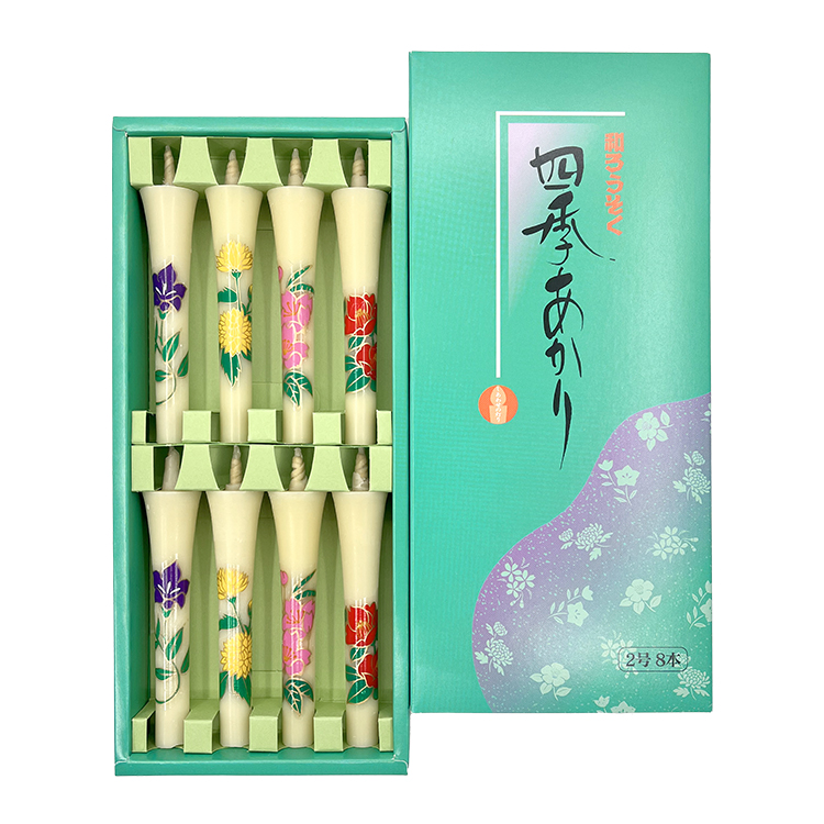 花絵入 和蝋燭 七尾和ろうそく 四季あかり 2号 4種アソート : 大黒屋