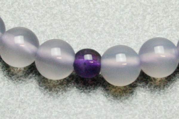 国外直営店 数珠 女性用 ラベンダーメノウ7mm 紫水晶仕立 正絹頭房 