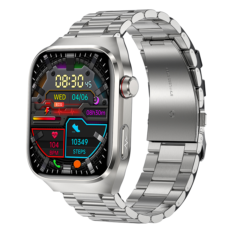 スマートウォッチ 2.04インチAMOLED画面 マイクロ検診 心電図 血糖値  