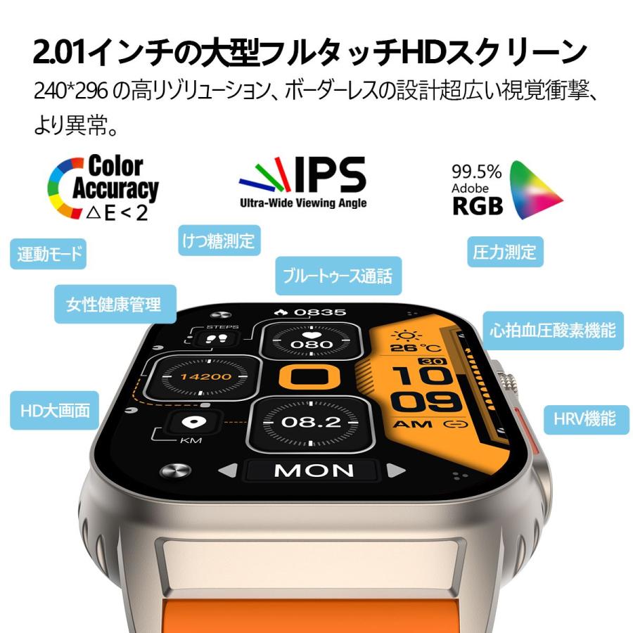 スマートウォッチ 血糖値 日本製センサー 通話機能付き 血圧測定 血中 