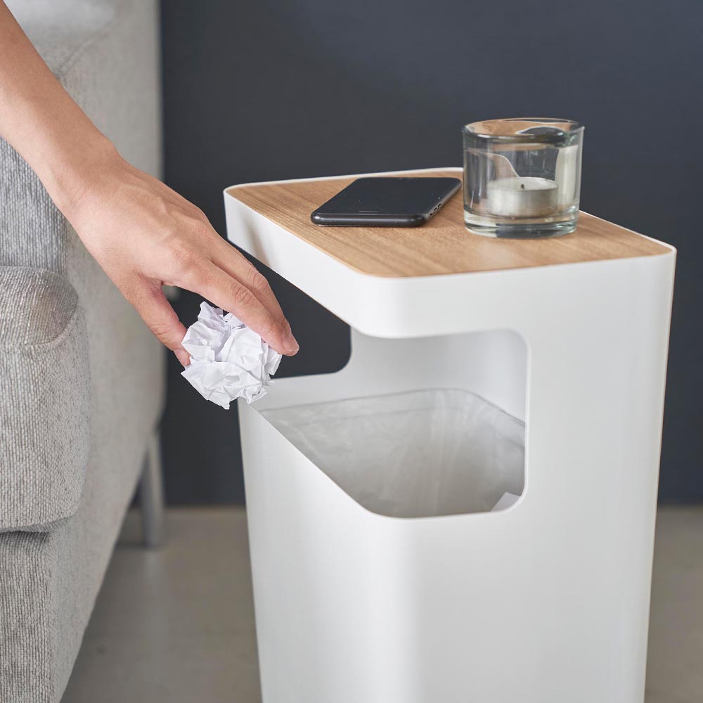 トラッシュ缶 ホーロー ゴミ箱 白 雑貨 アンティーク TRASH 収納 tower 山崎実業 RIN リン 天板付きトラッシュカン 角型 ブラウン