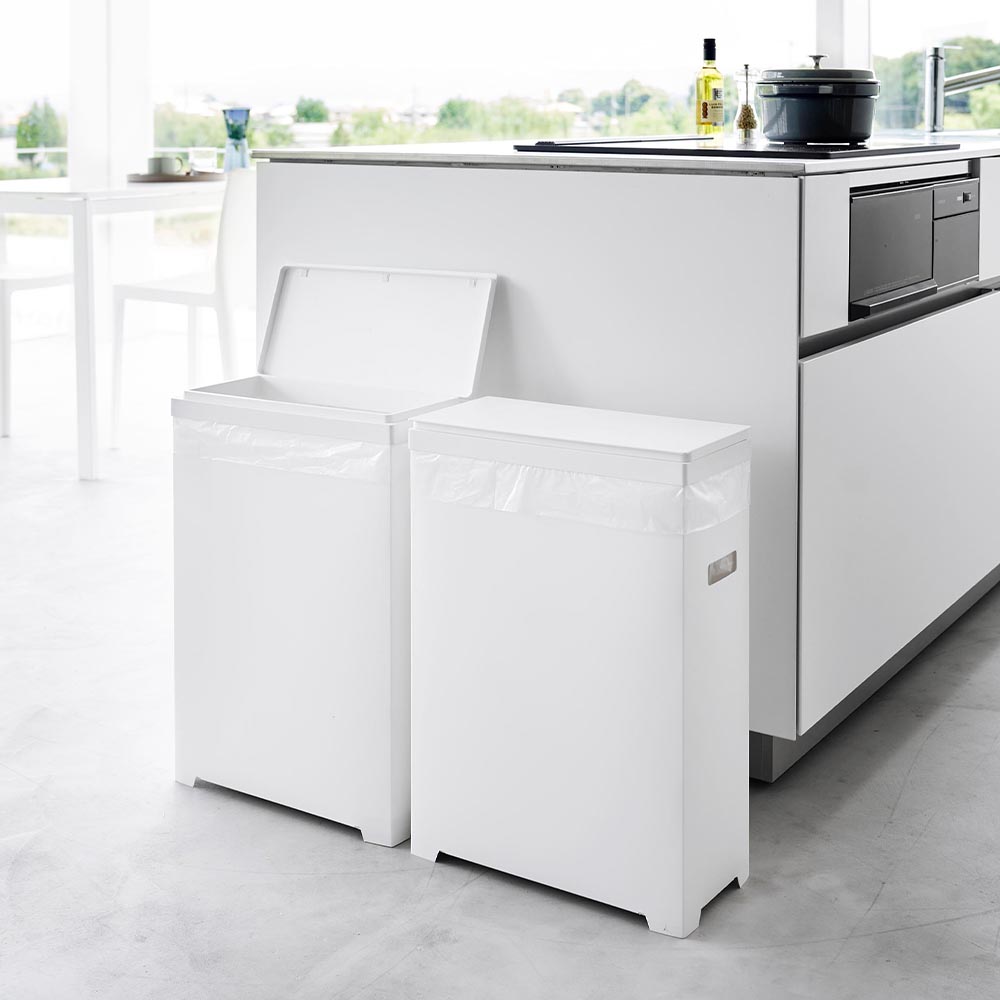 tower 山崎実業 タワー スリム蓋付きゴミ箱 横開きタイプ ホワイト