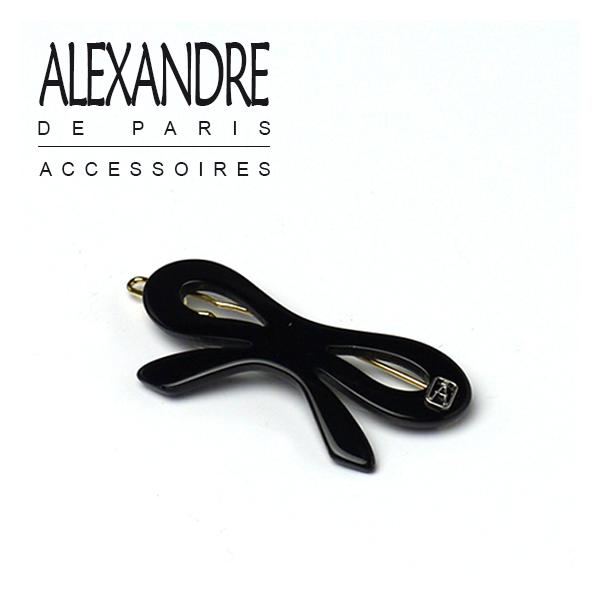 【新品】ALEXANDRE DE PARIS リボン型ヘアピン ALEXANDRE DE PARIS* Mクリップ リボン パール *Black/Beige