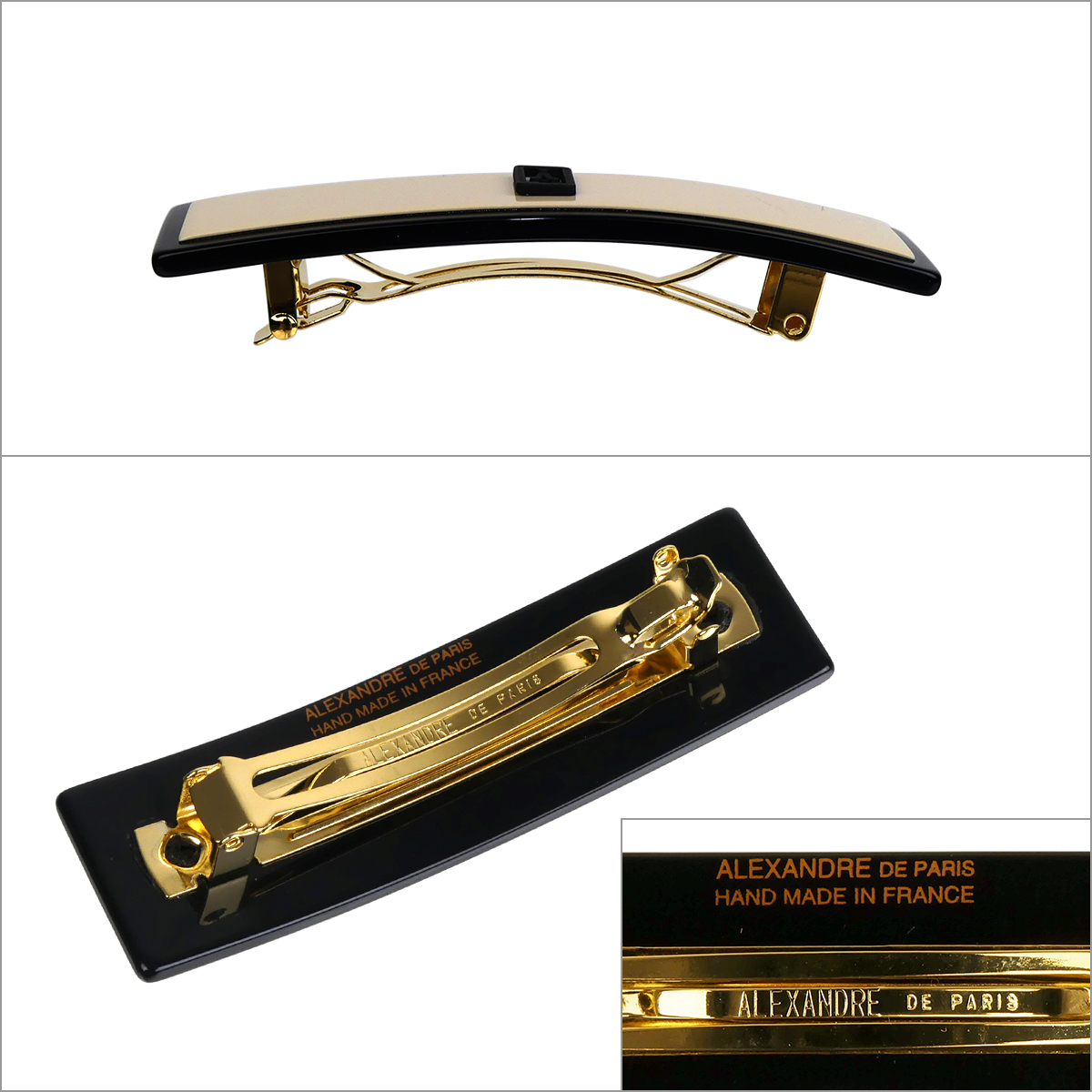 【並行輸入品】アレクサンドル ドゥ パリ タイムレス バレッタ 6cm PANAMA AA6-17629-04Y ALEXANDRE DE PARIS BARRETTE TIMELESS AMOURS PARISIENNESの画像