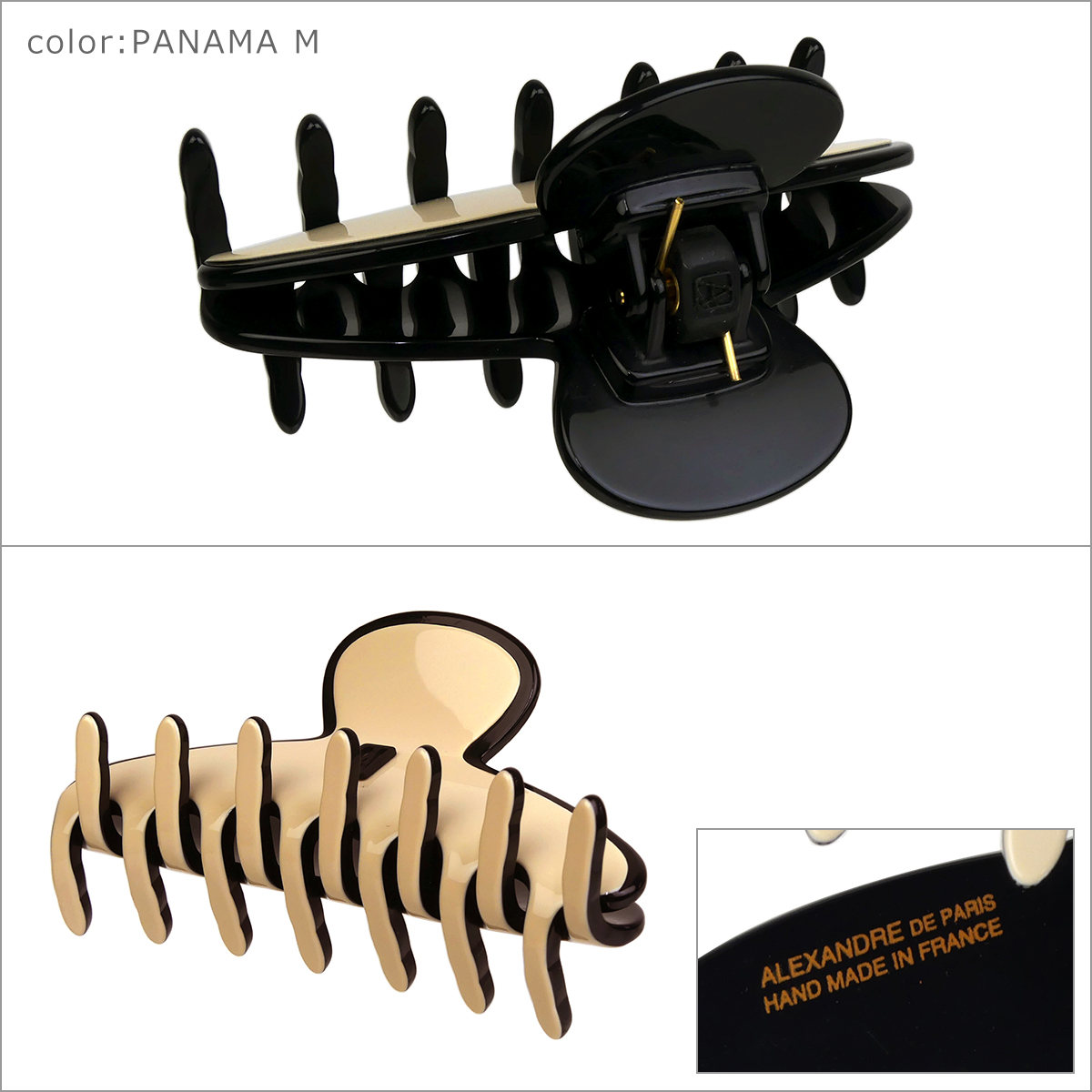 【並行輸入品】アレクサンドルドゥパリ タイムレス ヘアクリップ Mサイズ PANAMA ACCM-17630-04Y ALEXANDRE DE PARIS PINCE TIMELESS AMOURS PARISIENNESの画像