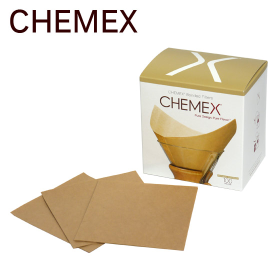 CHEMEX（ケメックス） 6カップ用 コーヒーメーカー フィルターペーパー ナチュラル（無漂白タイプ） 四角タイプ 100枚入り