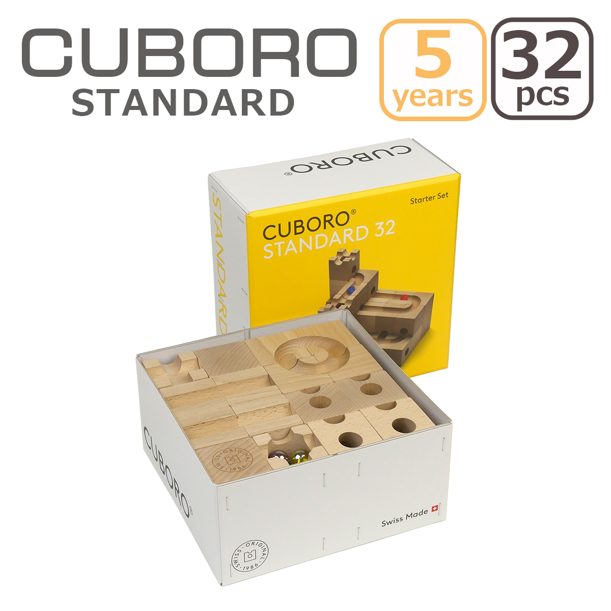 積み木 知育玩具 キュボロ CUBORO スタンダード 32 Standard 基本セット 203 スターターセット 木のおもちゃ ビー玉 5歳から スイス クボロ
