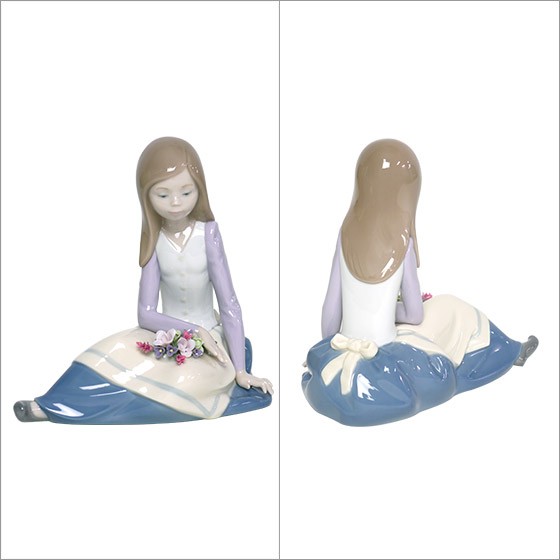 LIADRO リアドロ人形　陶器　置物　箱付き　人形 リヤドロ（Lladro リアドロ 陶器人形 置物） 花と少女