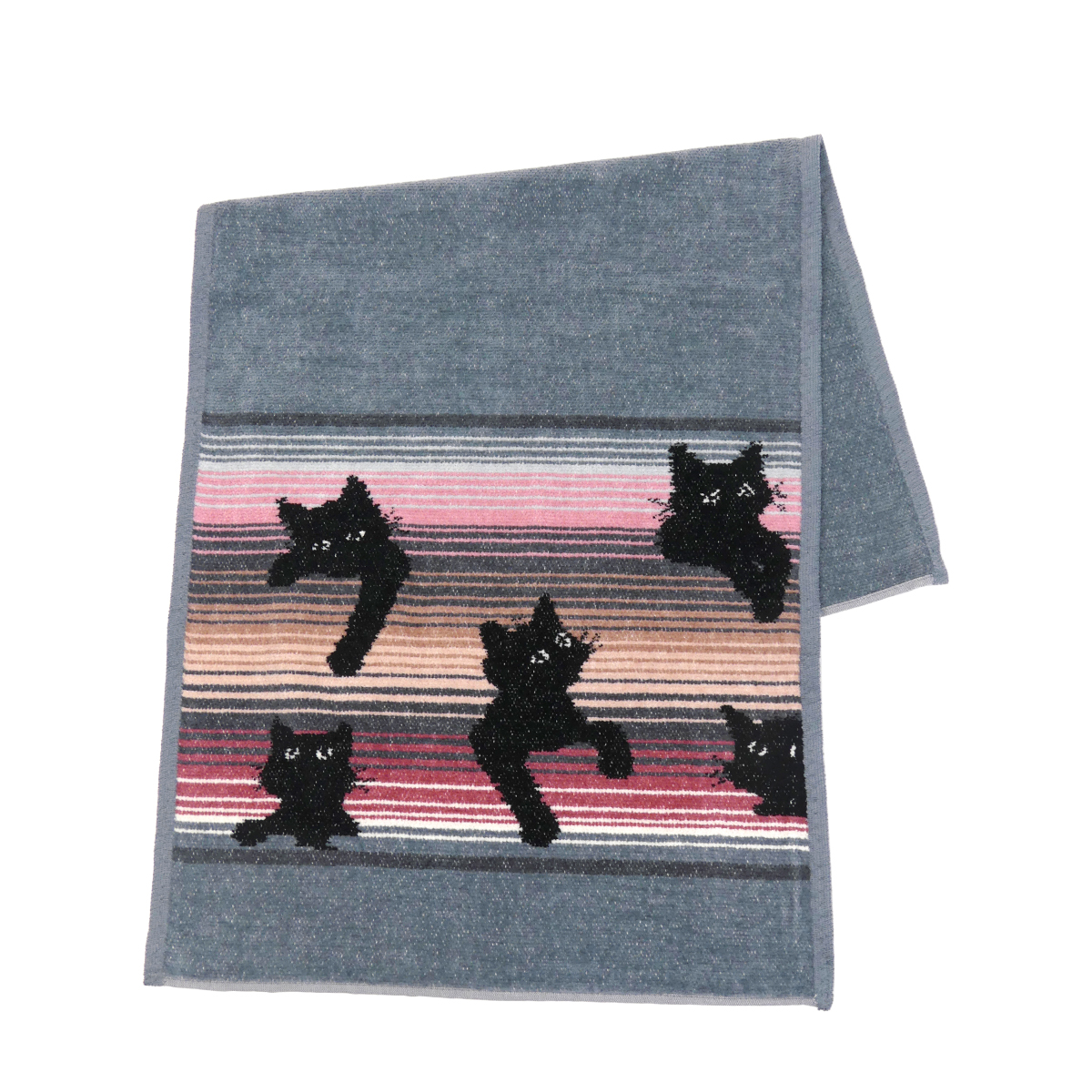 フェイラー ハンドタオル 37×80cm BLACK KITTY・グレー Chenille Towel シュニール織 シェニール織 FEILER キティ｜daily-3