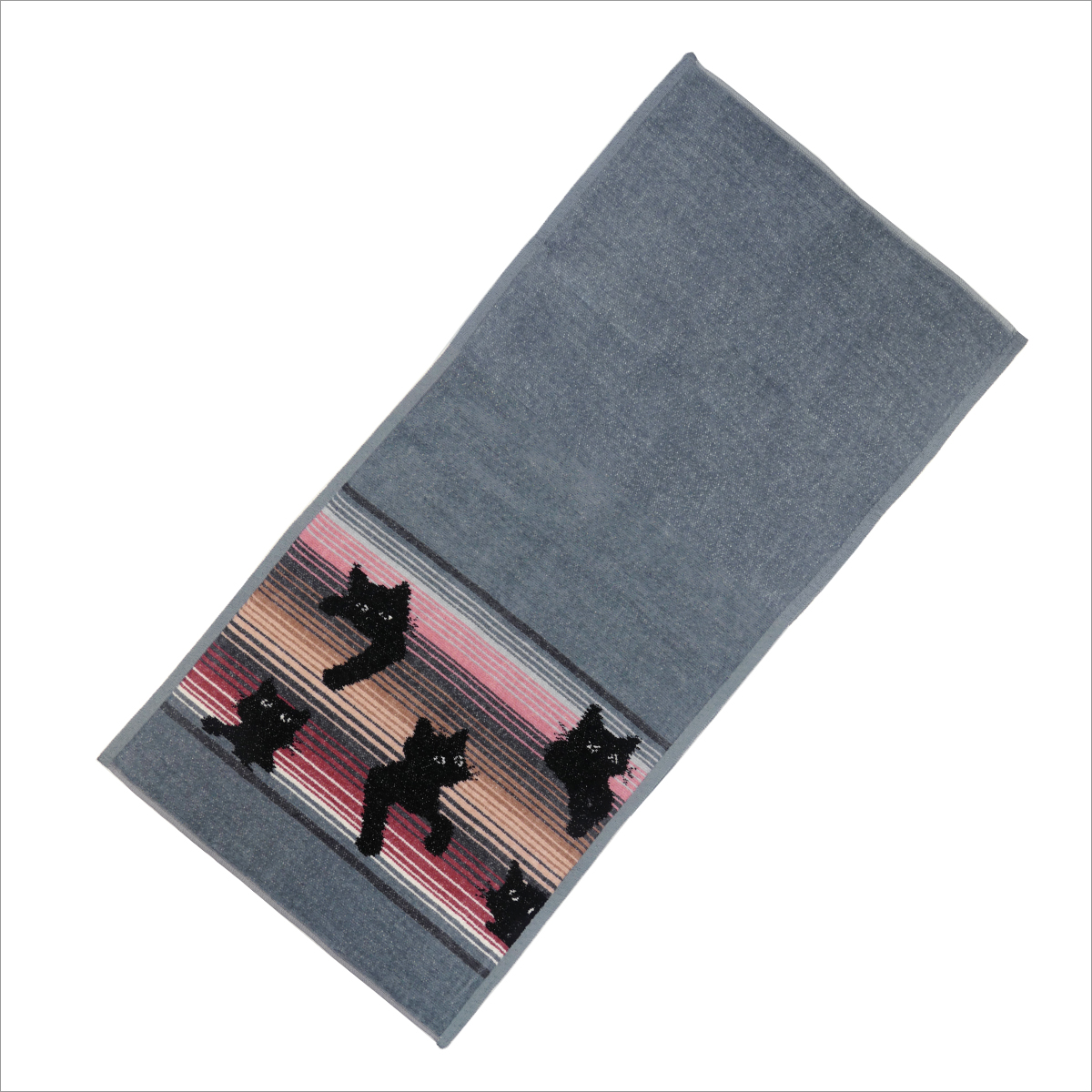 フェイラー ハンドタオル 37×80cm BLACK KITTY・グレー Chenille Towel シュニール織 シェニール織 FEILER キティ｜daily-3｜02