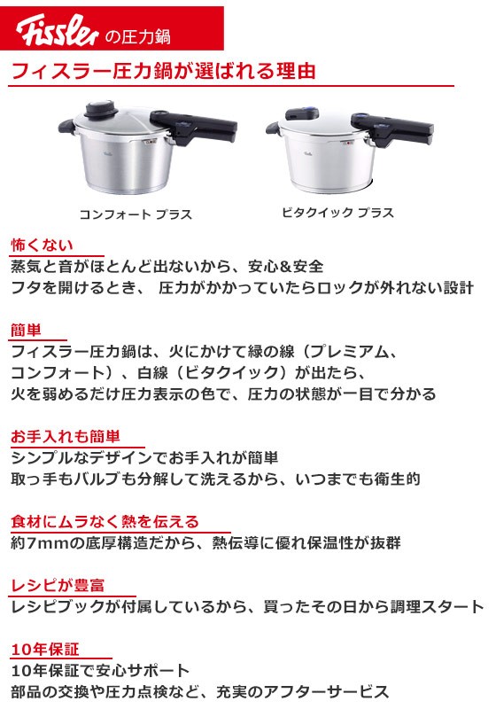 フィスラー 圧力鍋 コンフォート プラス6L （蒸し器・三脚×2） Fissler