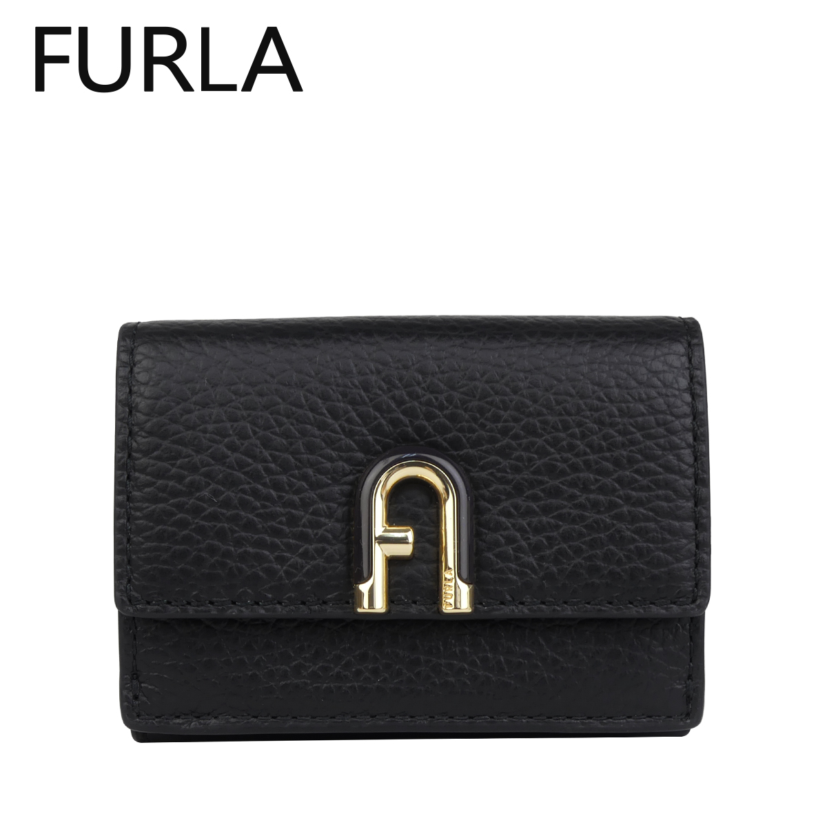 FURLA フルラ　三つ折り財布　ブラック　BLACK FURLA（フルラ） 三つ折り財布 NUVOLA M COMPACT WALLET ヌヴォラ