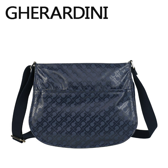 【ゲラルディーニ】2Way★定番ロゴバッグ【GHERARDINI 】美品 ゲラルディーニ GHERARDINI 2WAYハンドバッグ （ネイビー） -靴
