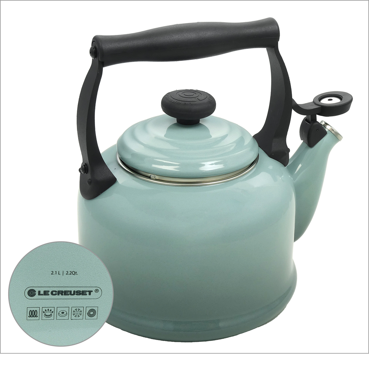 新品】ルクルーゼ 水色 やかん デミ ケトル 色:シーソルトSea Salt