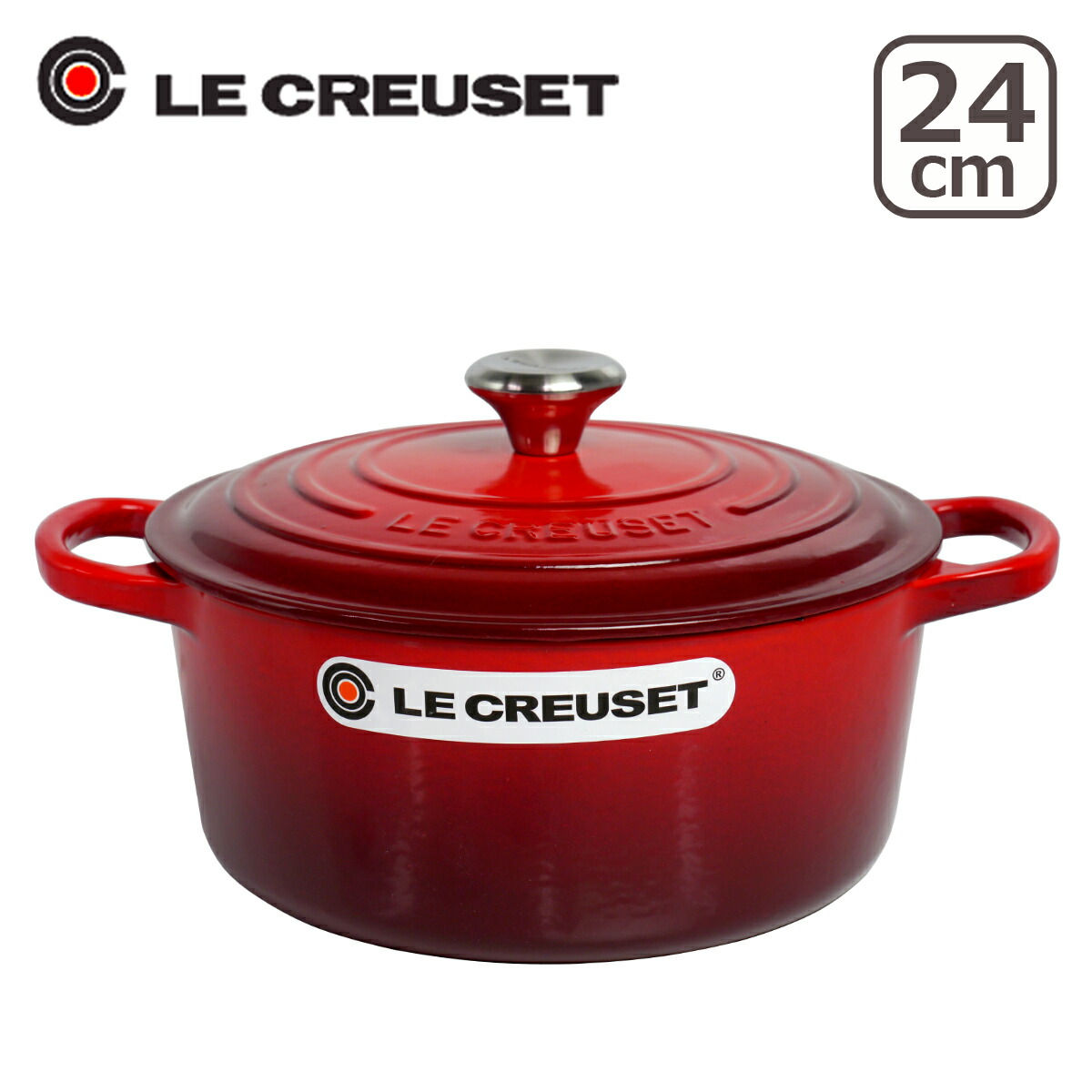 ル・クルーゼ 両手鍋 SIGNATURE ココットロンド 24cm つまみシルバー Le Creuset