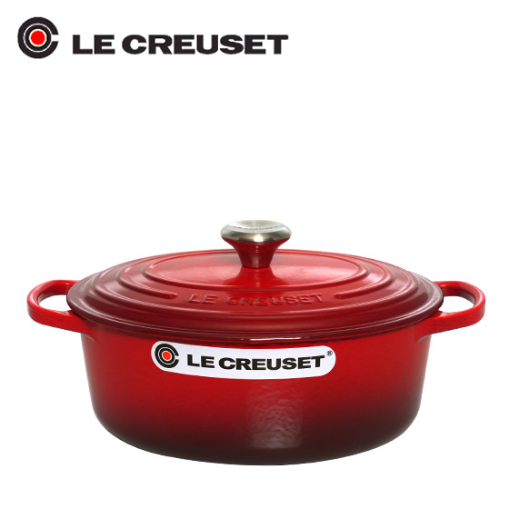 【美品】LE CREUSET ルクルーゼ ココットオーバル 23cm レッド ル・クルーゼ ココット・オーバル 23cm 2502-23 [チェリーレッド] (鍋