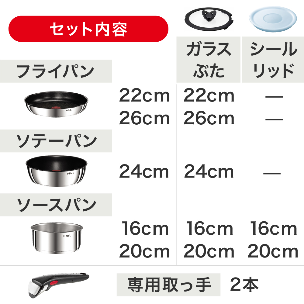 【限定色】ティファール フライパン セット インジニオ・ネオ IHステンレス グレース セット14 L893SE 14点セット IH対応 ガス ガス火 直火 兼用 T-fal 関連画像1
