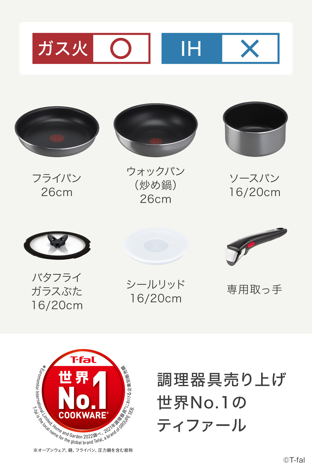 最大10%OFFクーポン T-fal ティファール フレーズグレー セット9 フライパン 調理器具