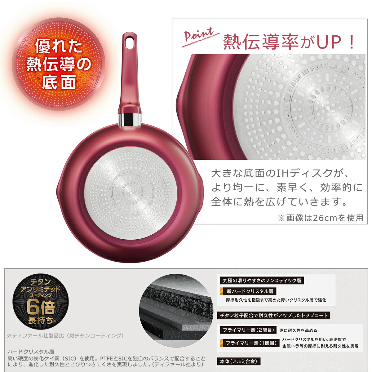 ティファール IHルージュ・アンリミテッド マルチパン 22cm G26275 IH対応 ガス ガス火 直火 兼用 T-fal | T-fal | 03