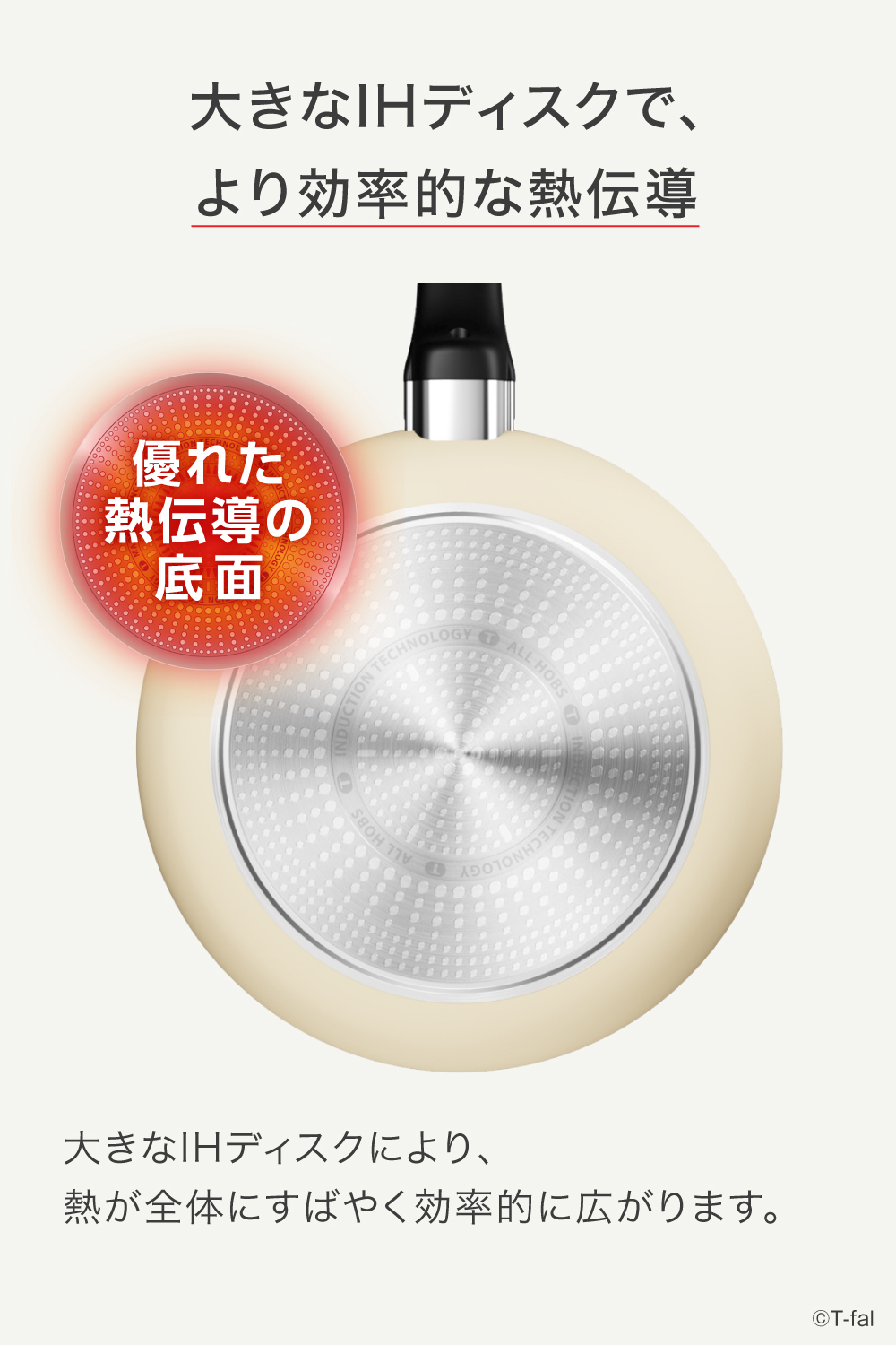 ティファール IHチタン・エクセレンス バニラベージュ エッグロースター 14×18cm G61618 卵焼き器 IH対応 ガス ガス火 直火 兼用 取っ手付き T-fal | T-fal | 04