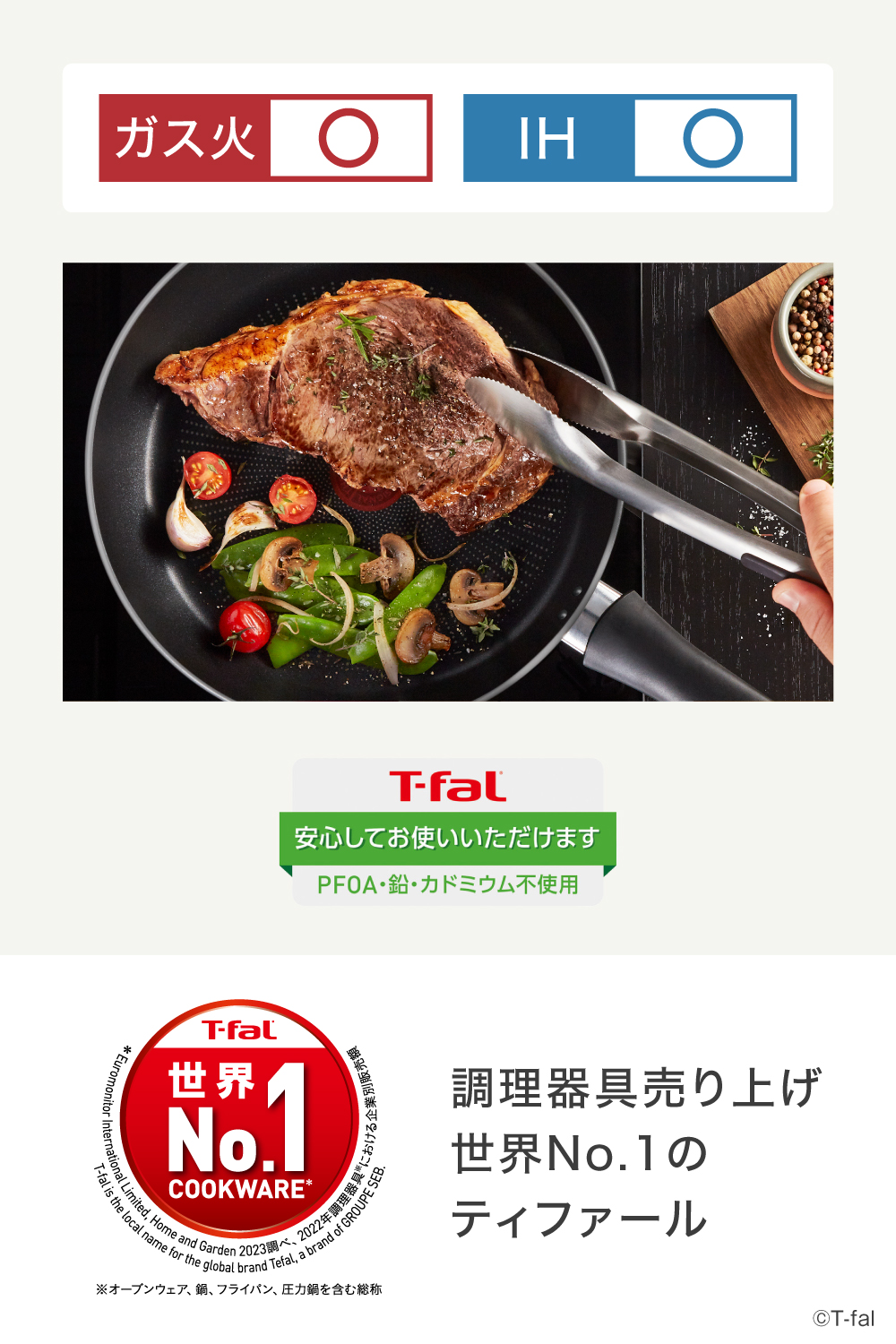 ティファール IHチタン・エクセレンス バニラベージュ エッグロースター 14×18cm G61618 卵焼き器 IH対応 ガス ガス火 直火 兼用 取っ手付き T-fal | T-fal | 06