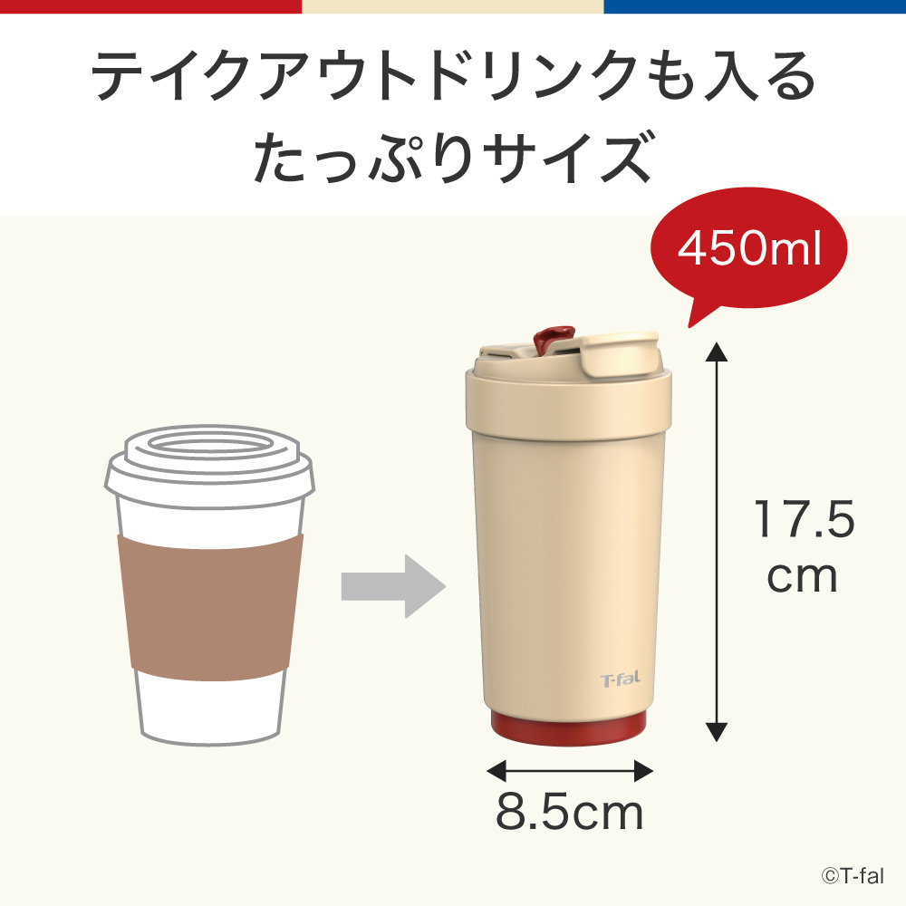 T-fal（ティファール） カフェ トゥ ゴー マグ 450ml 3Way タンブラー