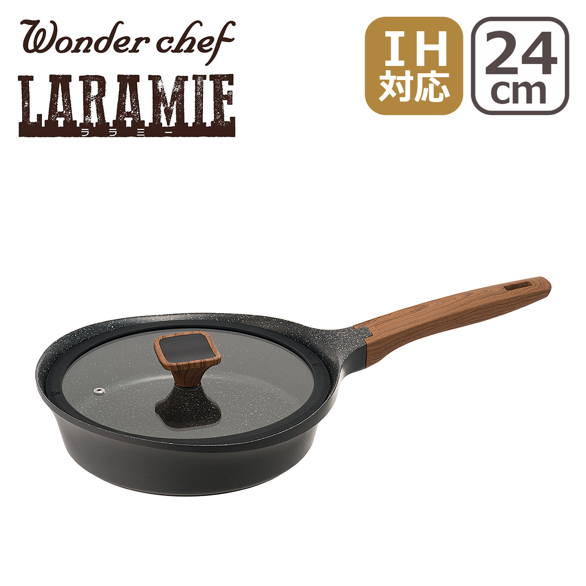�����_�[�V�F�t �����~�[ �t���C�p��24cm YLFP24 �K���X�W�t �A���~������ LARAMIE Wonder chef IH�Ή� �K�X �K�X�� ���� ���p