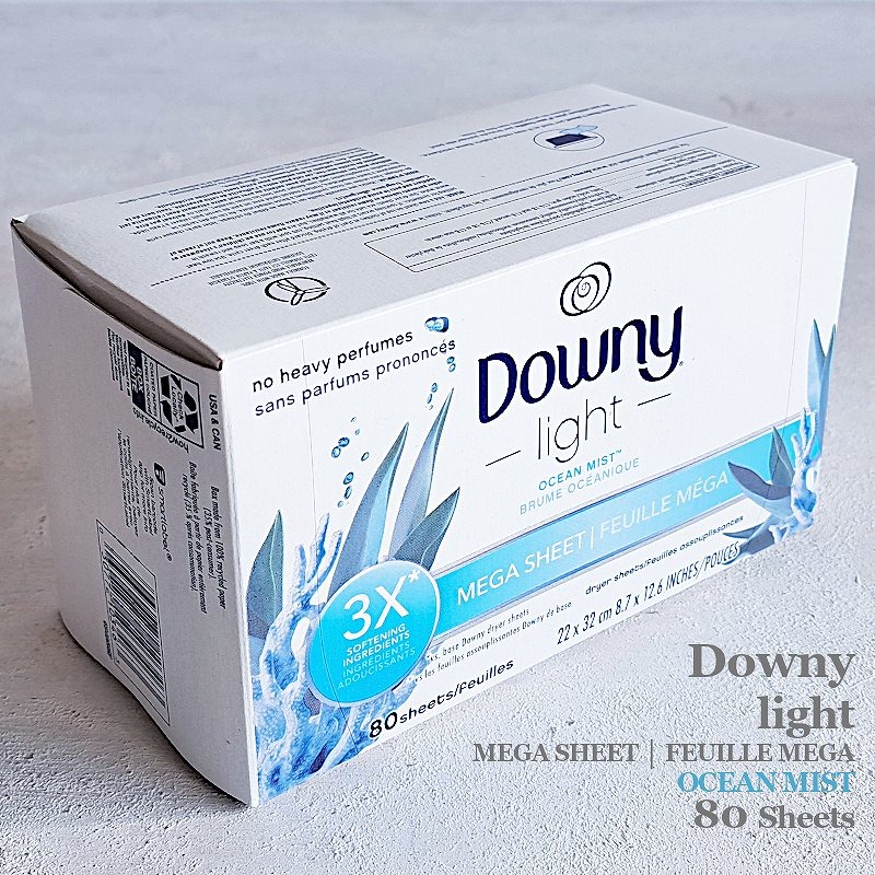 柔軟剤シート Downy light ダウニーシート オーシャンミスト メガシート 80枚 柔軟シート 2倍サイズ ライト 柔軟剤仕上げ剤  乾燥機用シート 柔軟剤 P&G