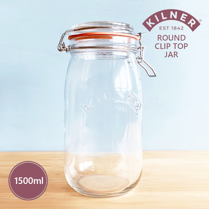 KILNER ラウンドクリップトップジャー 1.5L 1500ml ガラスジャー