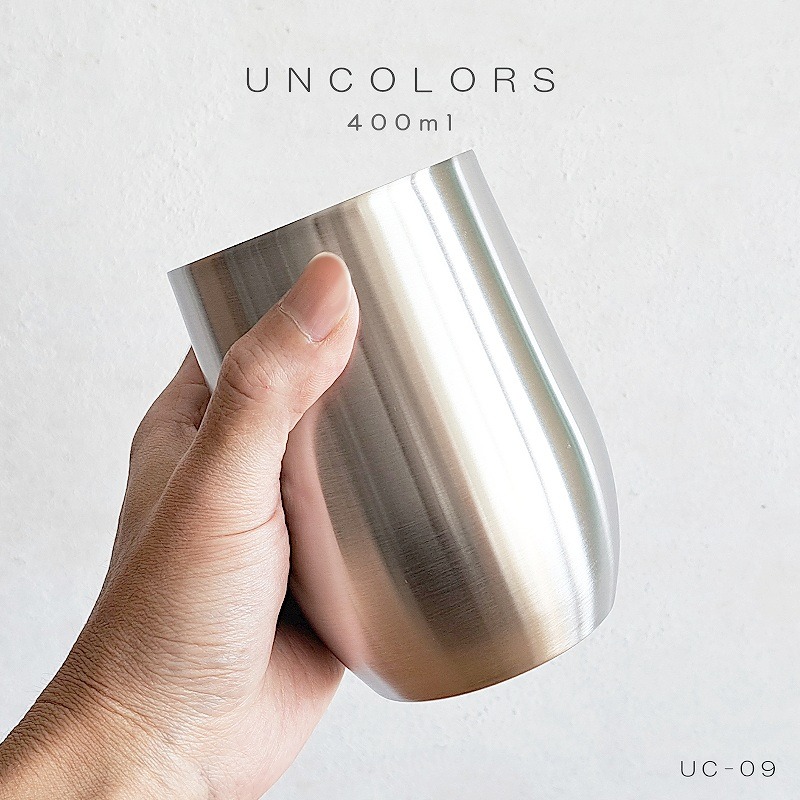 タンブラー 400ml UNCOLORS 丸底 真空二重 ステンレス UC-09 アンカラーズ 保冷 保温 シルバー シンプル 丸み 洋ナシ形 おしゃれ プレゼント ギフト カクセー｜daily-shop