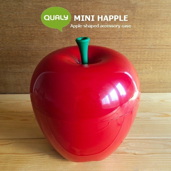 小物入れ りんご形 ミニハップル コンテナー アップルケース 赤 ふた付き 収納ボックス インテリア雑貨 かわいい おしゃれ 果物 トラッシュボックス  QUALY