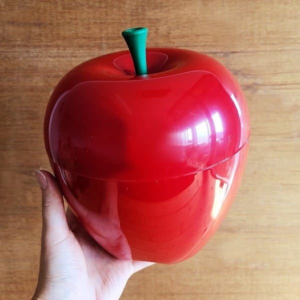 小物入れ りんご形 ミニハップル コンテナー アップルケース 赤 ふた 
