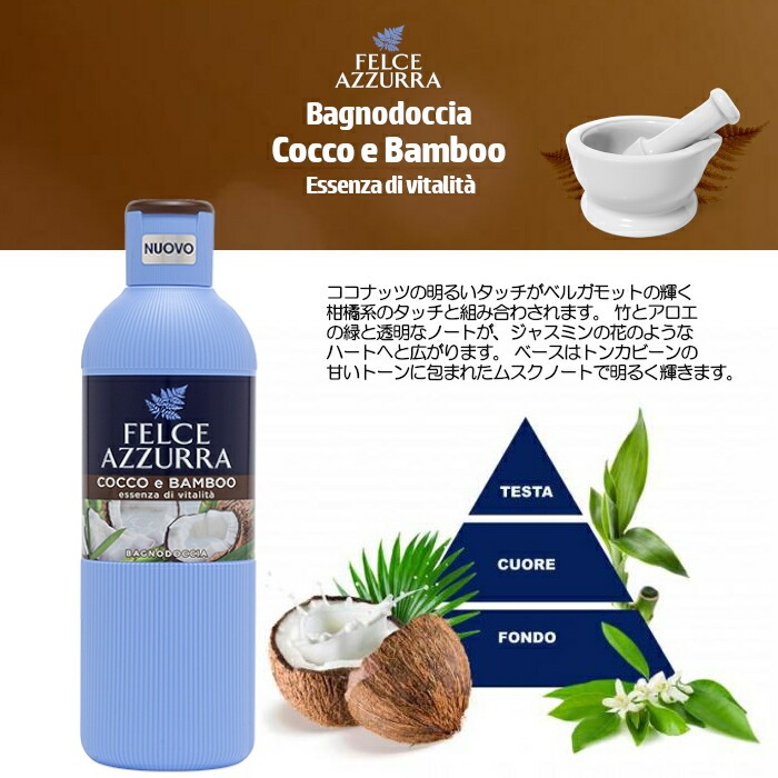 フェルチェアズーラ ボディウォッシュ 650ml ココナッツ&バンブー coconut and bamboo FELCE AZZURRA ボディソープ フェルチェ アズーラ 輸入製品｜daily-shop｜02