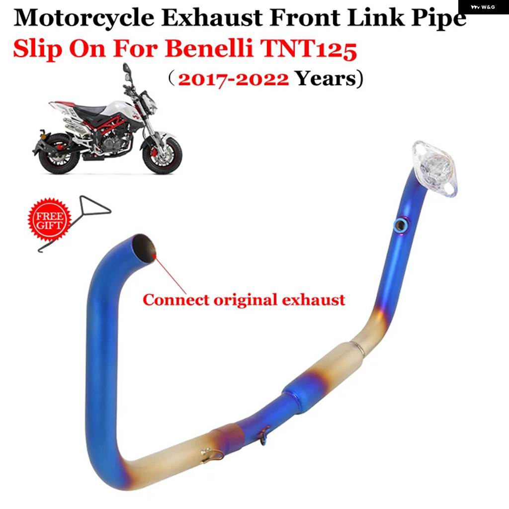 並行輸入品ベネリ スリップオン TNT125 TNT 125 2017年2022年モデル バイク フルエキゾースト システム ブルーフロントミッドリンク パイプ ESCPAE_2