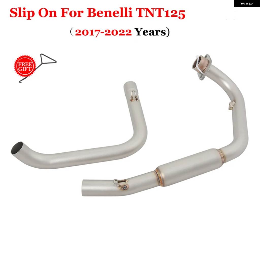 並行輸入品ベネリ スリップオン TNT125 TNT 125 2017年2022年モデル バイク フルエキゾースト システム ブルーフロントミッドリンク パイプ ESCPAE_3