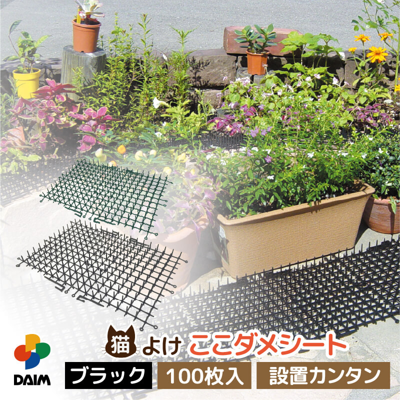猫よけシート 100枚入 ブラック グリーン トゲトゲ 庭 花壇 ここダメシート daim 第一ビニール_1