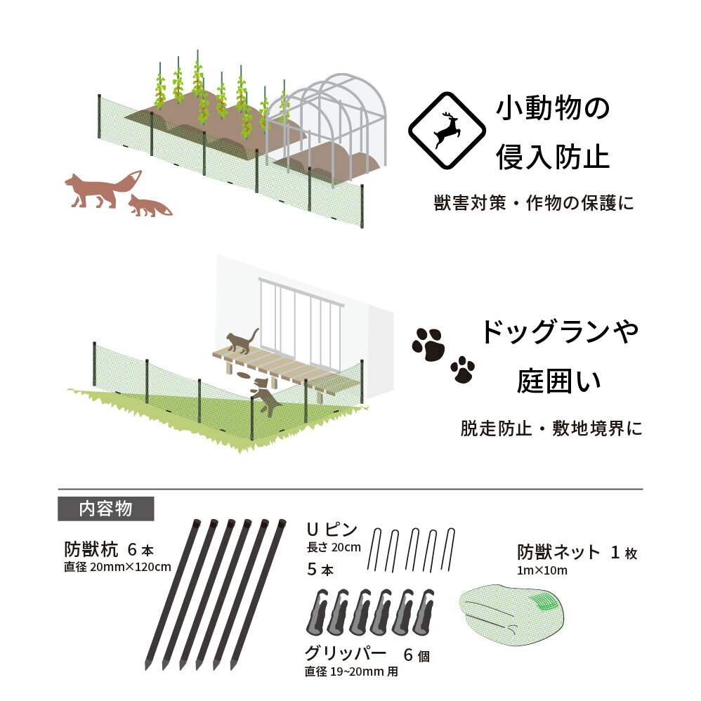 daim 動物よけネット設置セット 90cm×10m ドッグラン フェンス 柵 家庭菜園 園芸 動物忌避 用品 猫 犬 除け 避け 侵入防止  :43467:メーカー直販 DAIM Yahoo!店 - 通販 - Yahoo!ショッピング